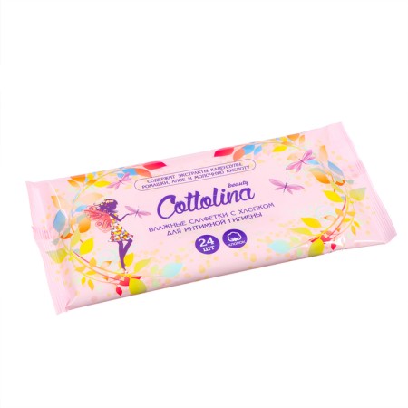 Wet Cottolina napkins for intimate hygiene, with cotton, 24 pcs.-2