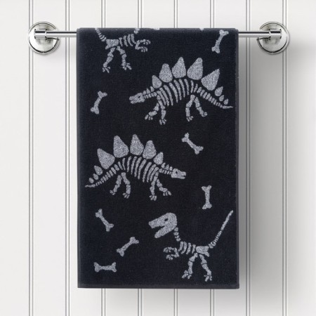 Terry towel Bones, size 30x50 cm, black color-1