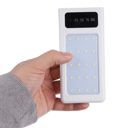 External battery 486, 20,000 mAh, Type-C/Lightning/MicroUSB cables, lantern, white-9
