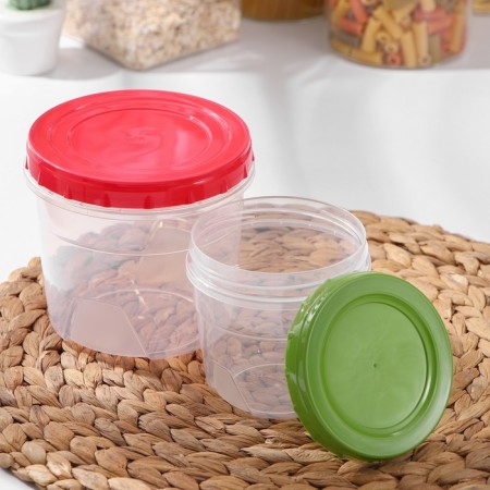 A set of round containers with twisting lids, 2 pcs: 500 ml, 1 l, color mix-2