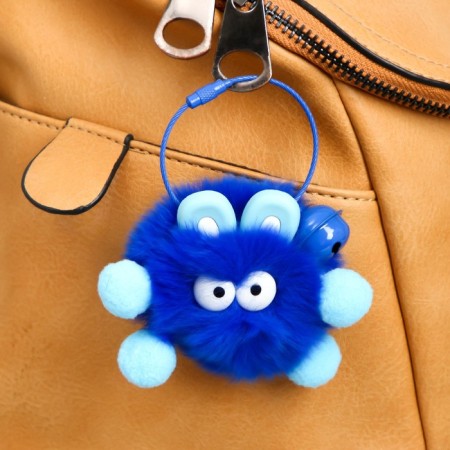 Fluffy on cable with a tambourine "Freak with blue ears" bright blue 8 cm