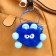 Fluffy on cable with a tambourine "Freak with blue ears" bright blue 8 cm