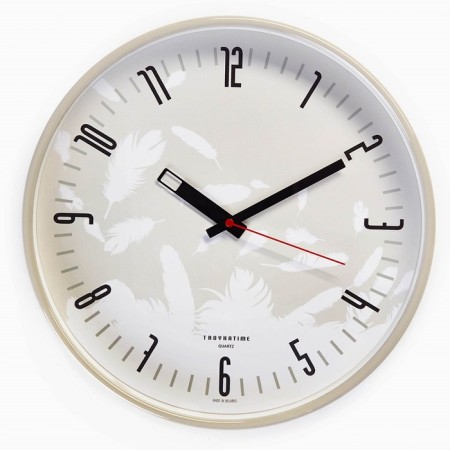 Wall clock, series: interior, "feathers", smooth move, d-30.5 cm