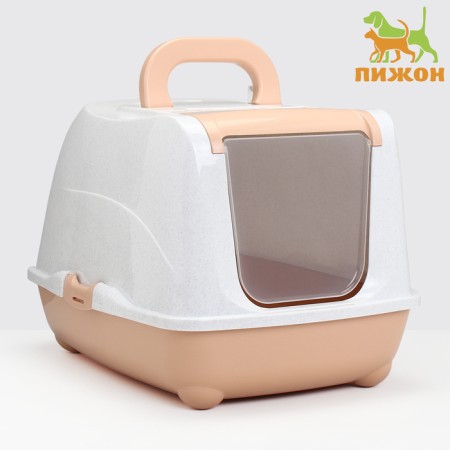 Domical toilet for cats, closed with a door 57 x 43 x 38 cm, beige-white