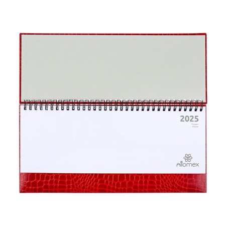 Planning dated 2025, Attomex. Arkona, 64 sheets, a solid cover of boumvinyl with foam rubber, block 70 g/m2, red, 294 x 142mm-4