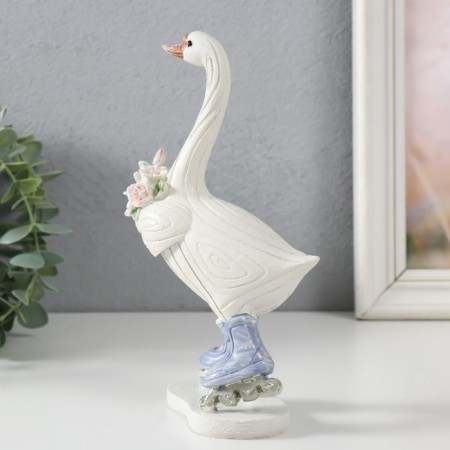 Polystone souvenir "Goose on rollers, with a bouquet" 9.5x6.5x18.5 cm-1