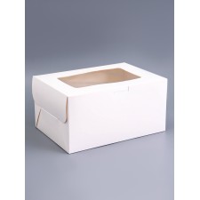 Box for 2 cupcake and cake, white, 25.4 x 18 x 12.7 cm, confectionery packaging