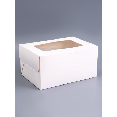 Box for 2 cupcake and cake, white, 25.4 x 18 x 12.7 cm, confectionery packaging