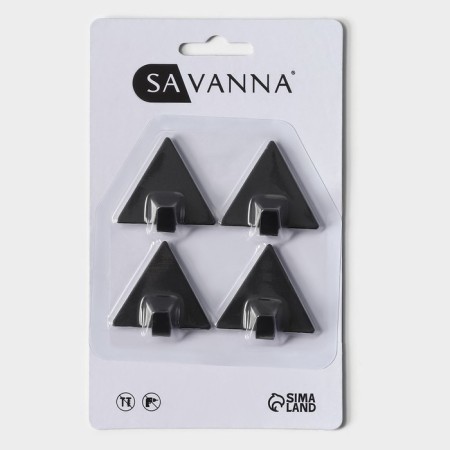 Set of metal self -adhesive hooks Savanna Black Loft Pyramid, 4 pcs, line 4 cm-4