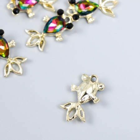 Decor for creativity metal, rhinestones "fish holography" gold 2.1x1.2x0.2 cm-1