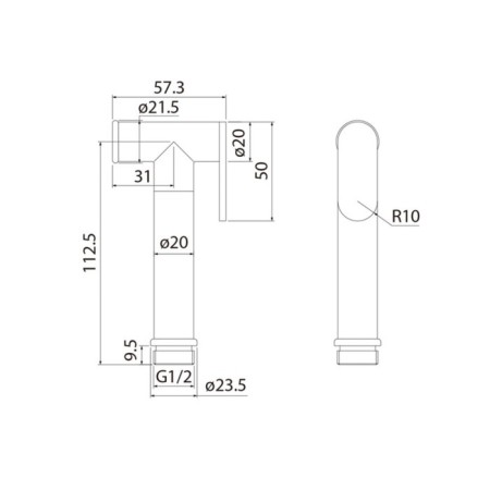 Lake for bidet IDDIS 020GB0GI20, 113 x 24, brass, graphite-5