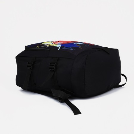 Young backpack from textiles on lightning, 3 pockets, black color-4