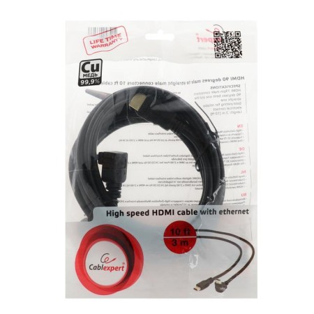 HDMI Cablexpert, HDMI (M) -HDMI (M), VER.1.4, 3 m, 19M/19M, Corner, Black-4