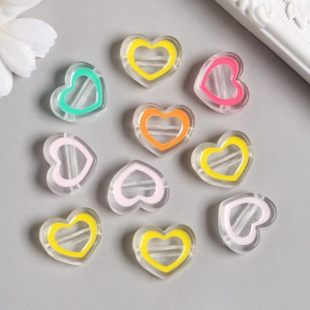 Acryl Busina "Hearts with Colored Stupering" MIX 2x2.2x2.2 cm