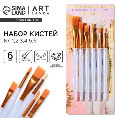 Drawing brush set 6 pcs. Synthetics No. 1,2,3,4,5,6 "call me art"