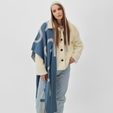 Female Bilateral Mist Blue/Gray Scarf, size 47*226cm-1