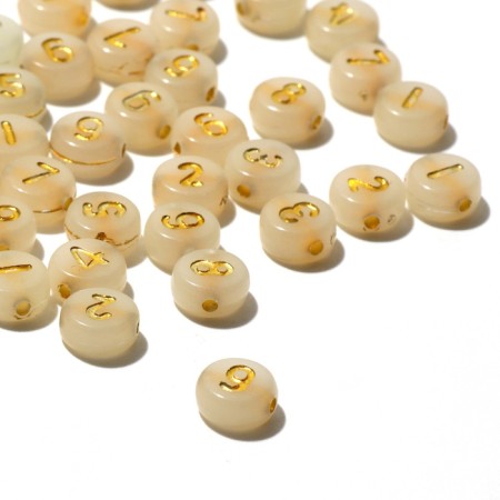 Acrylic bead "numbers" mix, 7 × 4 mm, set 10 g, color gold-1
