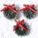 Decor "New Year's Wreath with a bow", a set of 3 pcs., Size 1 pc. -3 cm, the color is light green