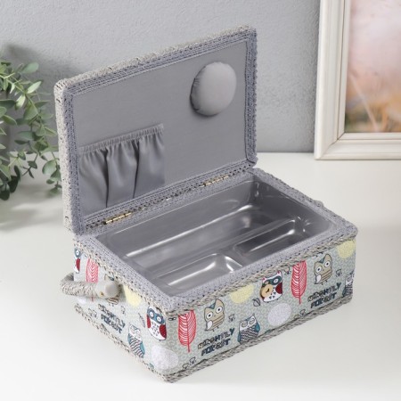 Owl and feathers needlework box 24x16x11 cm-2