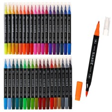 A set of professional markers 36 pieces, two -sided, in a plastic pencil with a handle, 36 colors