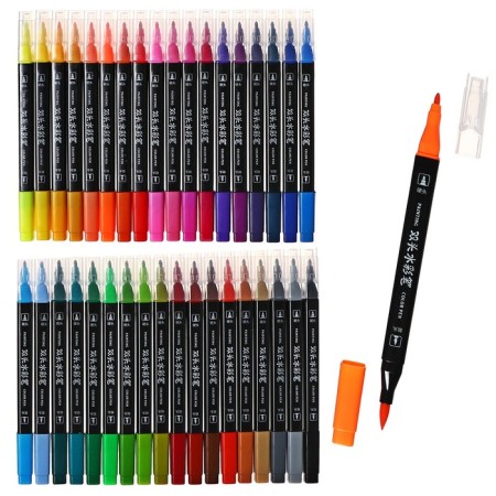 A set of professional markers 36 pieces, two -sided, in a plastic pencil with a handle, 36 colors