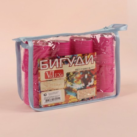 Velcro curlers, d = 4.4 cm, in a cosmetic bag, 8 pcs, color mix-6
