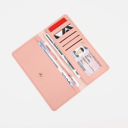 Women's wallet on the button, pink color-2