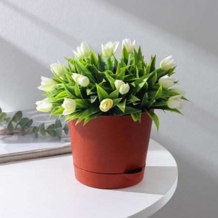 Pot for flowers with basal watering "Alliance", 1 l, d = 13 cm, h = 12 cm, color terracotta