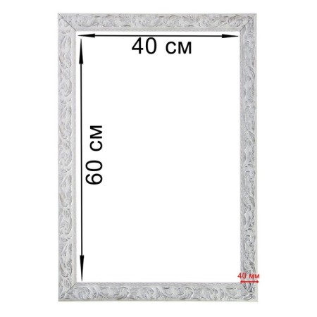 Frame for paintings (mirrors) 40 x 60 x 4 cm, tree "Versailles", white-silver-3