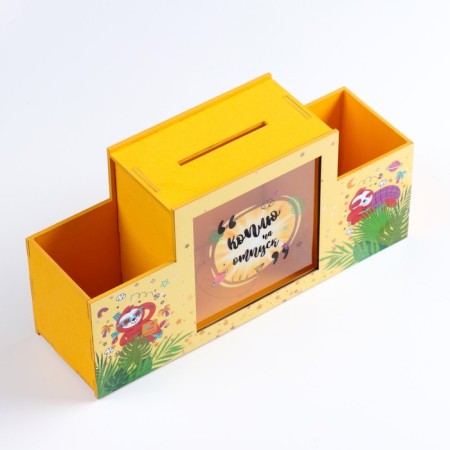 Organizer for the office with a piggy bank "I am smoking for vacation!" 28x8.5x14 cm-2
