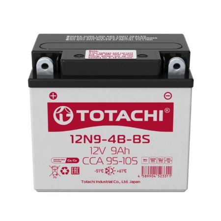 Totachi Moto 12N9-4B-BS battery, 9 Ah, direct polarity
