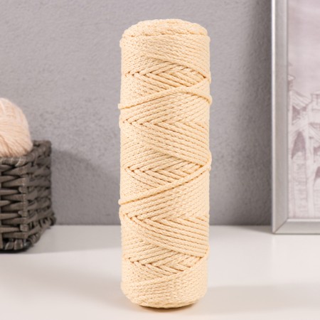 Knitting cord "Classic" without a core 100% polyester width 4mm 100m (cream)