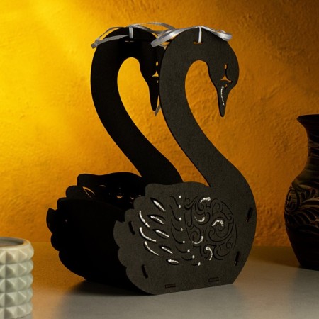 Kashpo "Swan", 17.5x11x24.5 cm, oak, black-1