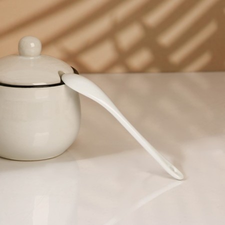 A set of ceramic cans for spices on a hedgehog metal stand, 200 ml, 3 pcs, white color-8