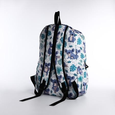 School backpack from textiles, 3 pockets, white/multi -colored color-3