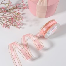 The tape is decorative, nylon/satin, with lurex, 25 mm, 18 ± 1 m, pink color