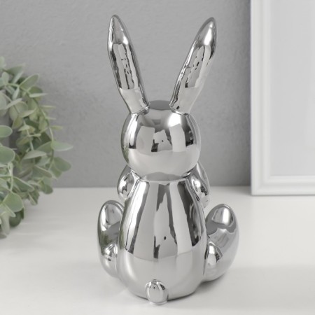 Souvenir Ceramics "Bunny hid the nose" silver 11x12x22 cm-2