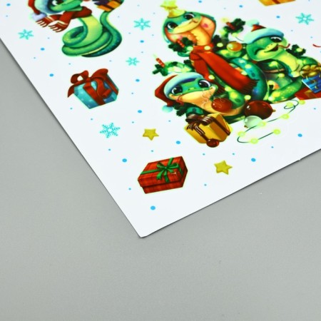 Interior sticker with the luminous layer "New Year snakes 2025", 21 x 29.7 cm, New Year-1
