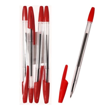 Set of ball pens 4 pcs. Lancer Office Style 820 Knot 1.0 Red, borders. Product.-2
