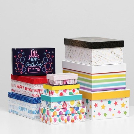 A set of boxes 10 in 1 “Happy Birthday!”, 29 x 18.5 x 11 - 12 x 7 x 4 cm