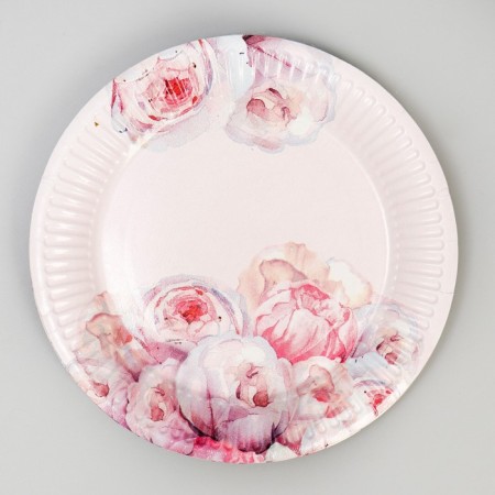 Set of paper dishes disposable delicate peonies "-4