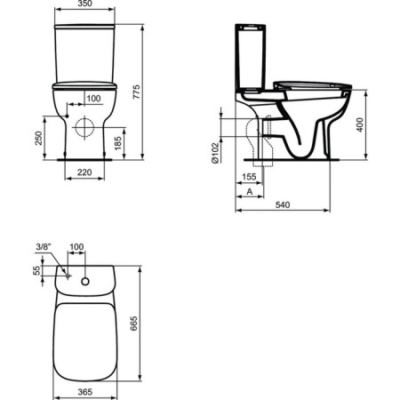 IDEAL Standard Esedra T282801 toilet tank, lower eyeliner, 2 modes-1