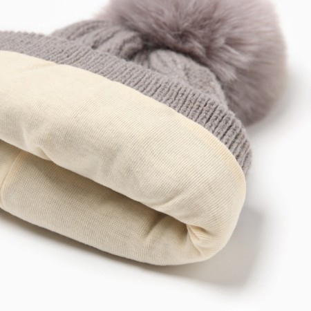 Children's hat minku, gray color, rr 46-48-1