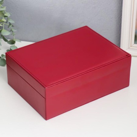 Casket to the leatherette for jewelry "Red matte" 9x23x17 cm-4