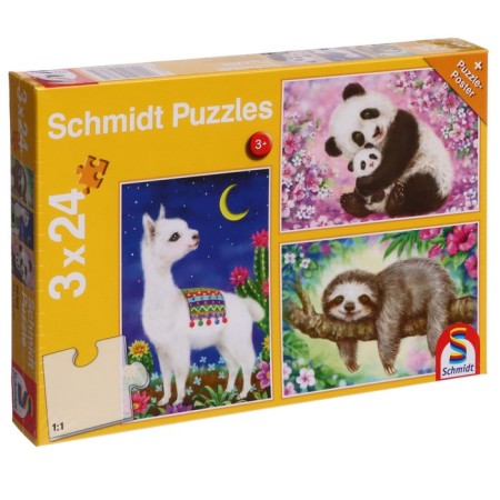Puzzle "Lama, Panda, Ladvets", 3 × 24 Elements