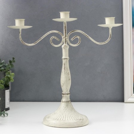Summary Metal for 3 candles "Provence" white aged 31x13x30 cm-1