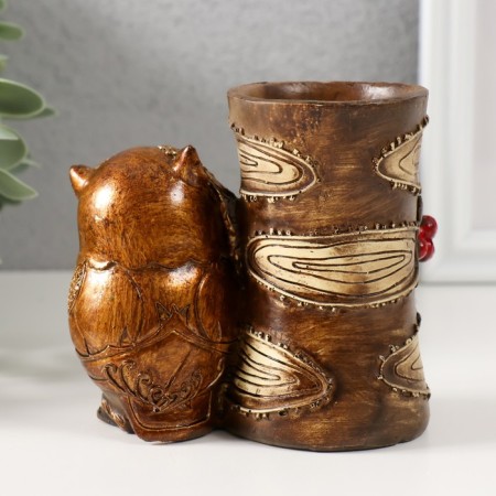 Souvenir Polystone Pencil "Owl and hemp" 11x6.2x10 cm-2