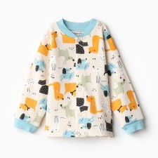 Baby blouse, cream color/dog, height 80 cm