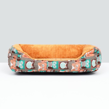 Animal bed lying + rotary rug, 50 x 40 x 15 cm, beige-gray-2