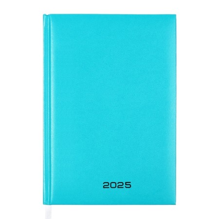Dated diary 2025, Devente. Flag, A5 168 sheets, Attomex. EVEN, solid cover of boomvinyl with foam rubber, silkography, liesse, block 70 g/m2, turquoise